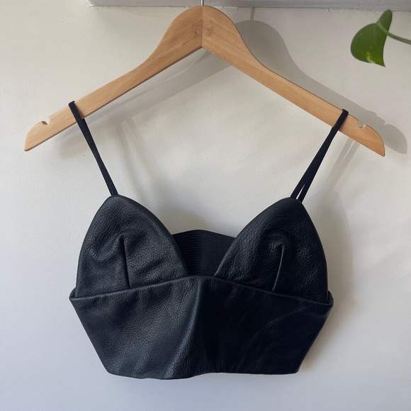 Pebbled Leather Bralette-style Top - Picture 1 of 6